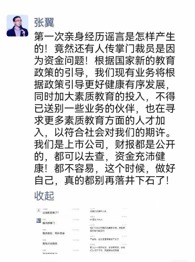 掌门教育CEO张翼回应裁员：非资金问题，而是加大素质教育投入